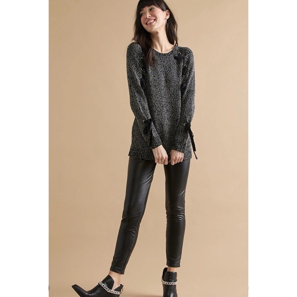 Francescas X Audrey‎ Parks Womens Galilea Lace Up Pullover Sweater Size Large